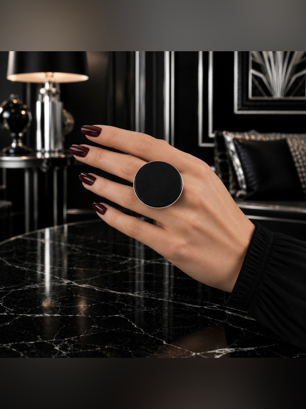 7 7.5 8 Handmade Ring Black Onyx Gem Solid 925 Sterling Silver Gemstone Fine Art